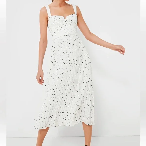 white christmas dresses Polka Dot Satin Midi Dress by Self Portrait main image 0